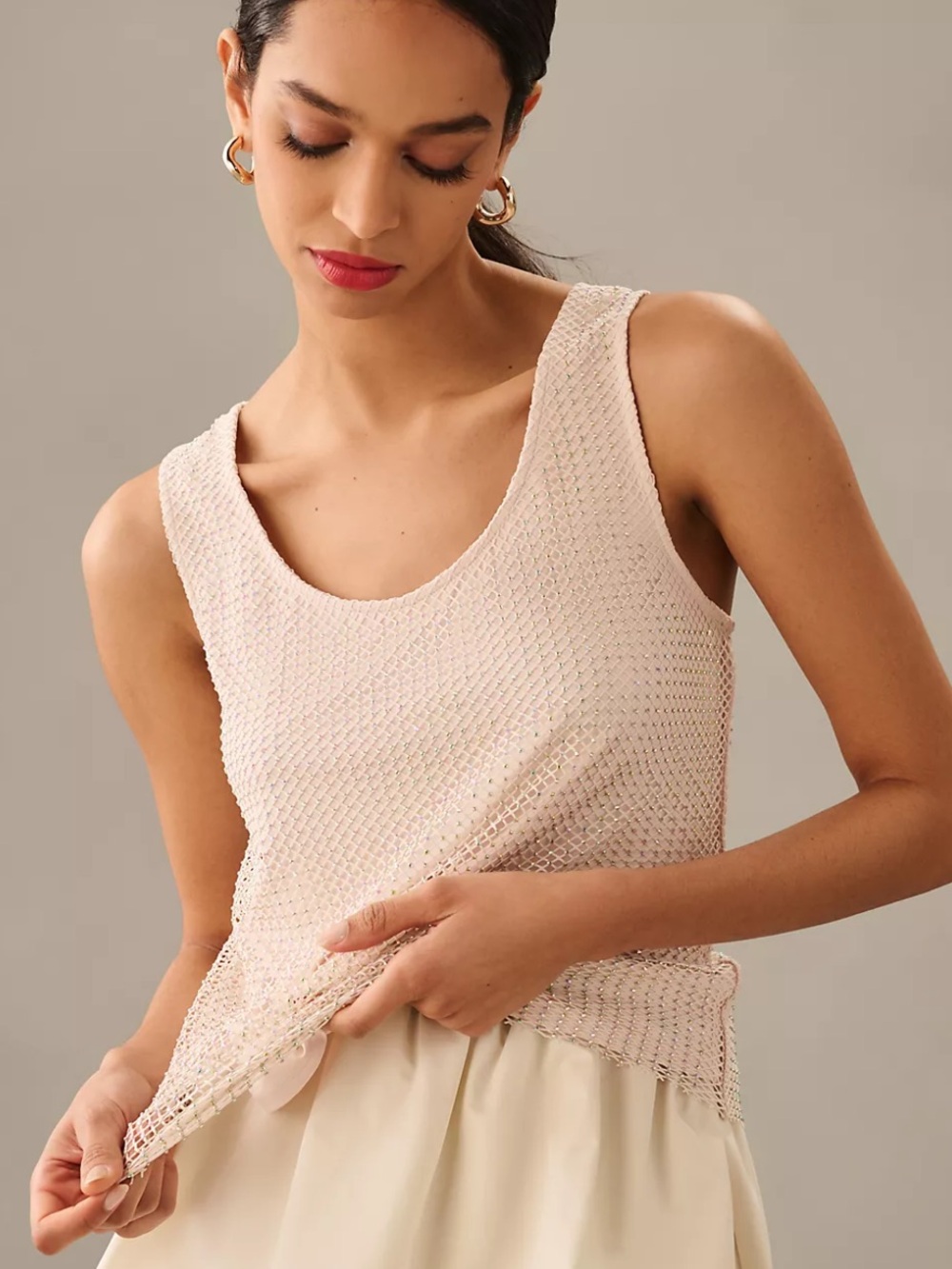 Sunday in Brooklyn Rhinestone Mesh Tank
